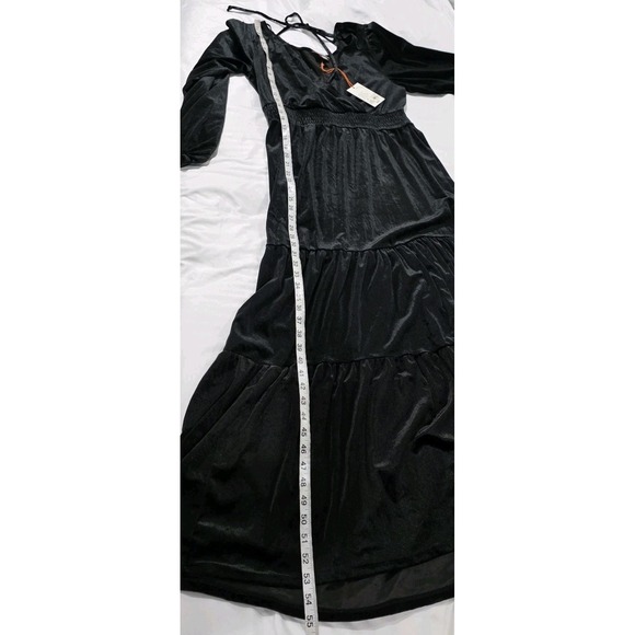 Knox Rose Womens Maxi Dress Size Medium Velvet Black Tiered Whimsigoth - Picture 7 of 9
